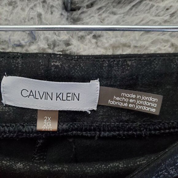 Calvin Klein Pants Womens 2X Black Tapered Rayon Blend Textured Pull-On Style - Picture 4 of 11